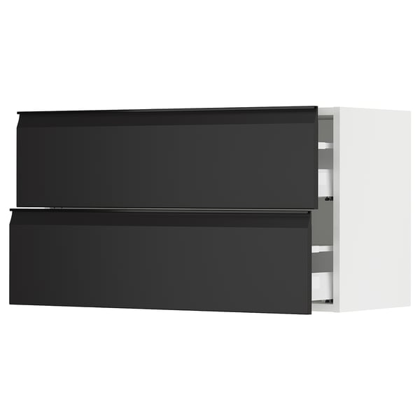 SEKTION / MAXIMERA Wall cabinet with 2 drawers, white/Upplöv matte anthracite, 36x15x20 "
