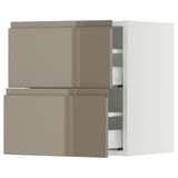 SEKTION / MAXIMERA Wall cabinet with 2 drawers, white/Voxtorp high-gloss dark grey-brown, 18x15x20 "