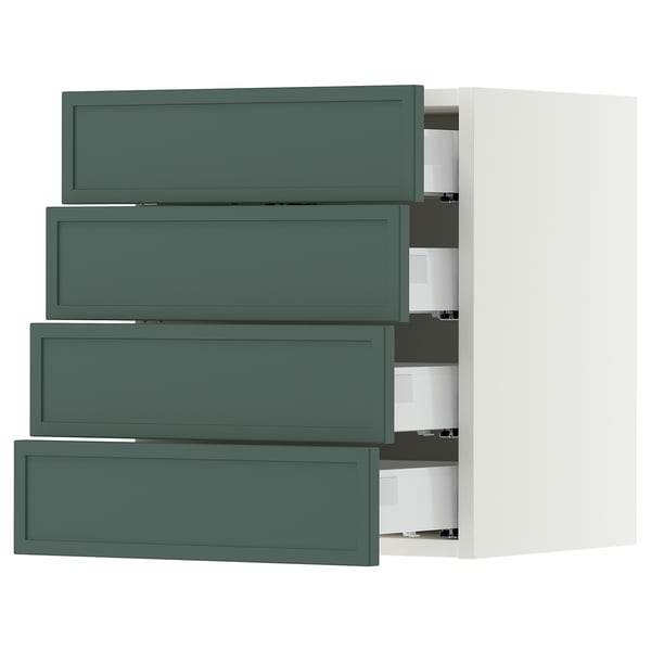 SEKTION / MAXIMERA Wall cabinet with 4 drawers, white/Aspudden dark gray-green, 18x15x20 "