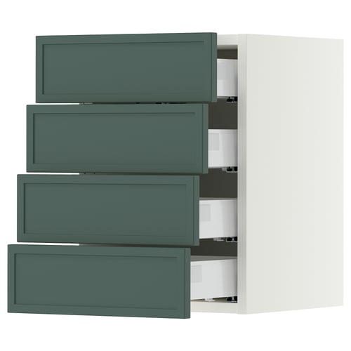 SEKTION / MAXIMERA Wall cabinet with 4 drawers, white/Aspudden dark gray-green, 15x15x20 "
