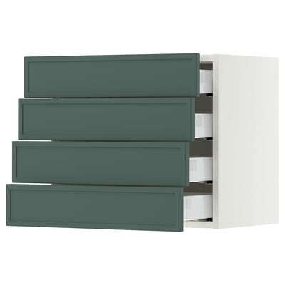 SEKTION / MAXIMERA Wall cabinet with 4 drawers, white/Aspudden dark gray-green, 24x15x20 "