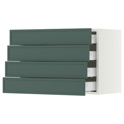 SEKTION / MAXIMERA Wall cabinet with 4 drawers, white/Aspudden dark gray-green, 30x15x20 "