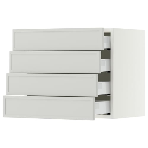 SEKTION / MAXIMERA Wall cabinet with 4 drawers, white/Aspudden light gray, 24x15x20 "