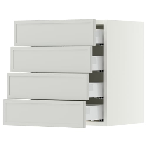 SEKTION / MAXIMERA Wall cabinet with 4 drawers, white/Aspudden light gray, 18x15x20 "