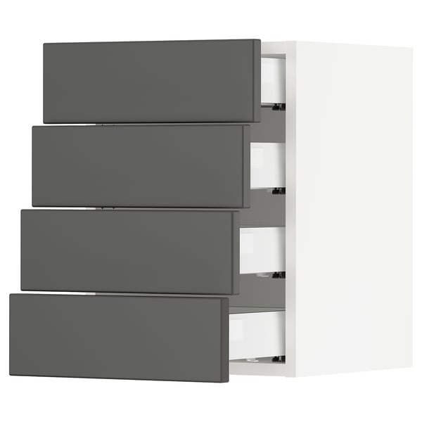 SEKTION / MAXIMERA Wall cabinet with 4 drawers, white/Axstad dark gray, 15x15x20 "
