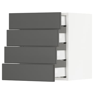 SEKTION / MAXIMERA Wall cabinet with 4 drawers, white/Axstad dark gray, 18x15x20 "