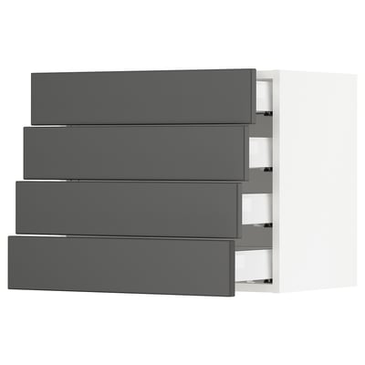 SEKTION / MAXIMERA Wall cabinet with 4 drawers, white/Axstad dark gray, 24x15x20 "