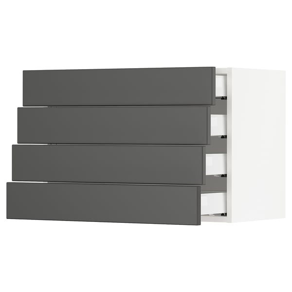 SEKTION / MAXIMERA Wall cabinet with 4 drawers, white/Axstad dark gray, 30x15x20 "