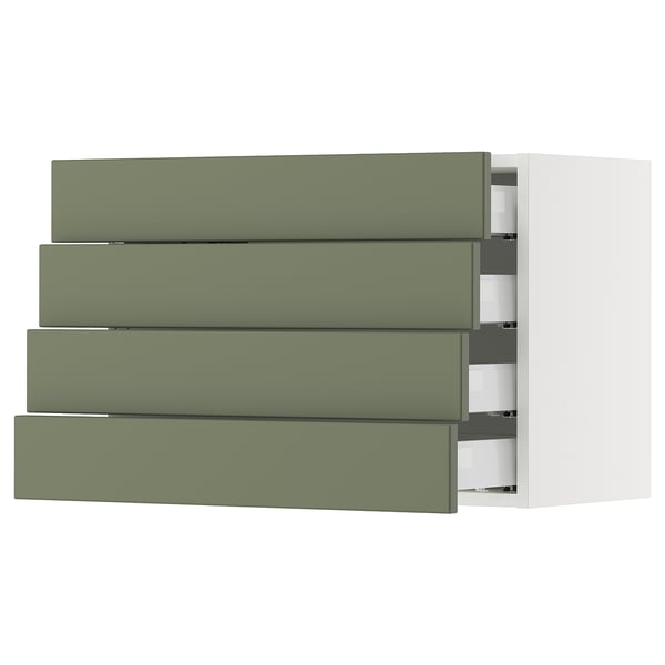 SEKTION / MAXIMERA Wall cabinet with 4 drawers, white/Axstad gray-green, 30x15x20 "