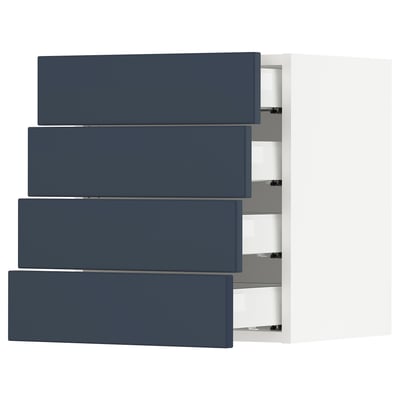 SEKTION / MAXIMERA Wall cabinet with 4 drawers, white Axstad/matte blue, 18x15x20 "