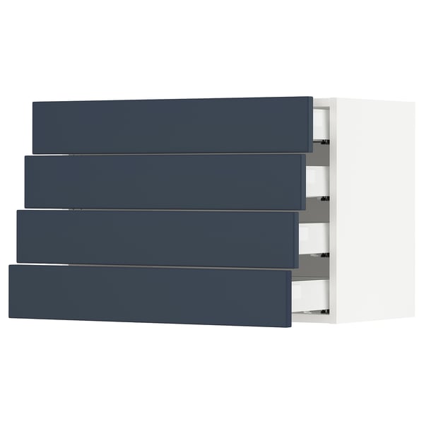 SEKTION / MAXIMERA Wall cabinet with 4 drawers, white Axstad/matte blue, 30x15x20 "