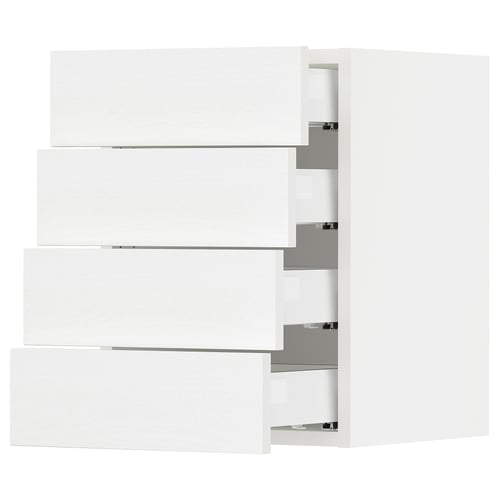 SEKTION white kitchen cabinets, sleek modern design with smooth drawer fronts, part of IKEAs kitchen system.
