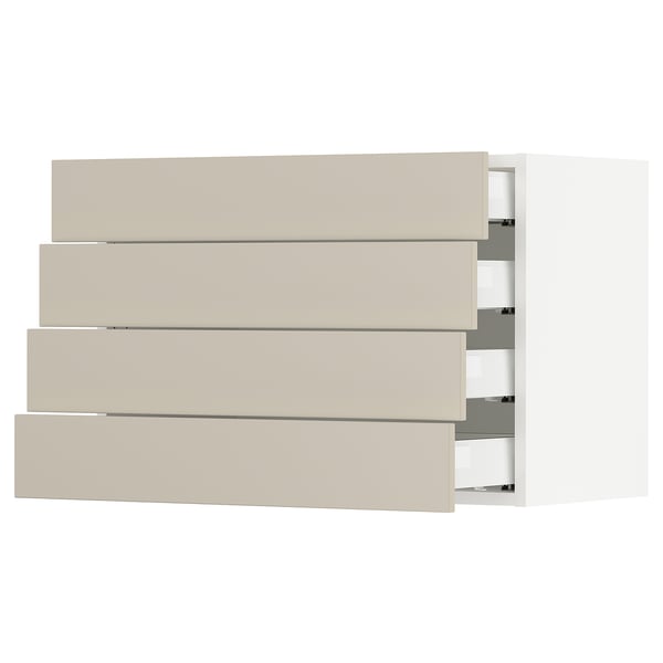 SEKTION / MAXIMERA Wall cabinet with 4 drawers, white/Havstorp beige, 30x15x20 "