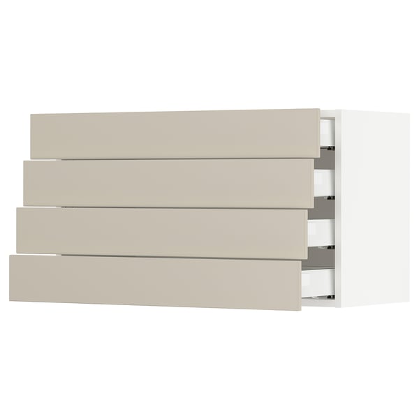 SEKTION / MAXIMERA Wall cabinet with 4 drawers, white/Havstorp beige, 36x15x20 "