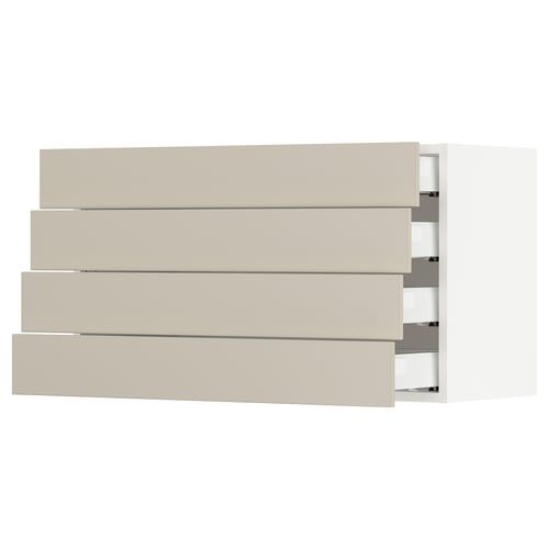 SEKTION kitchen cabinet with beige havstorp fronts, smooth surfaces, and sturdy frames.