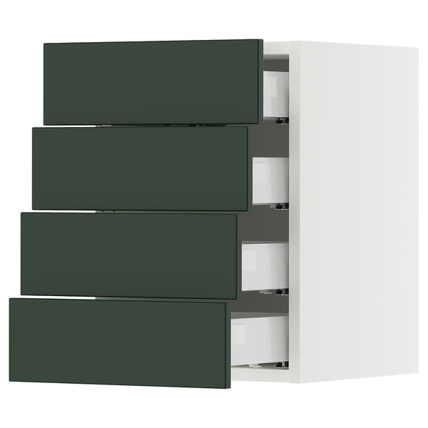 SEKTION / MAXIMERA Wall cabinet with 4 drawers, white/Havstorp deep green, 15x15x20 "