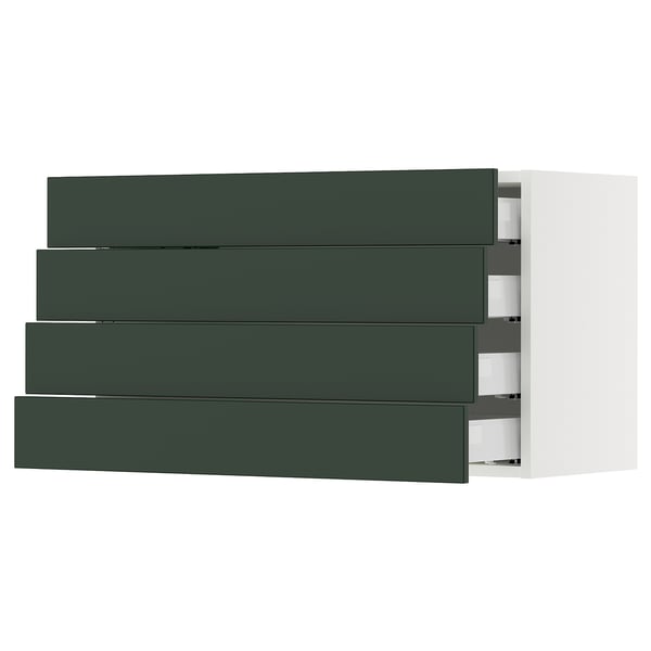 SEKTION / MAXIMERA Wall cabinet with 4 drawers, white/Havstorp deep green, 36x15x20 "
