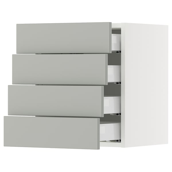 SEKTION / MAXIMERA Wall cabinet with 4 drawers, white/Havstorp light gray, 18x15x20 "