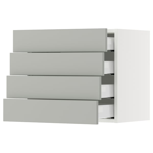 SEKTION / MAXIMERA Wall cabinet with 4 drawers, white/Havstorp light gray, 24x15x20 "