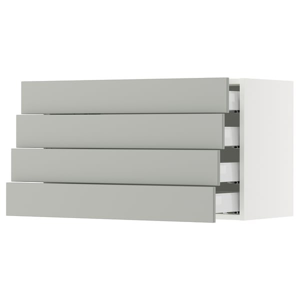 SEKTION / MAXIMERA Wall cabinet with 4 drawers, white/Havstorp light gray, 36x15x20 "