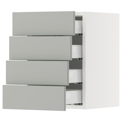 SEKTION / MAXIMERA Wall cabinet with 4 drawers, white/Havstorp light gray, 15x15x20