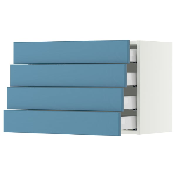 SEKTION / MAXIMERA Wall cabinet with 4 drawers, white/Lerhyttan blue, 30x15x20 "