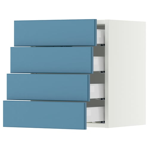 SEKTION / MAXIMERA Wall cabinet with 4 drawers, white/Lerhyttan blue, 18x15x20 "