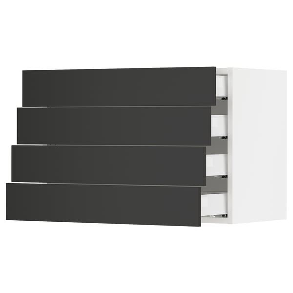 SEKTION / MAXIMERA Wall cabinet with 4 drawers, white/Nickebo matte anthracite, 30x15x20 "