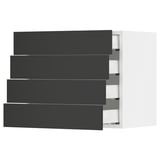 SEKTION / MAXIMERA Wall cabinet with 4 drawers, white/Nickebo matte anthracite, 24x15x20 "
