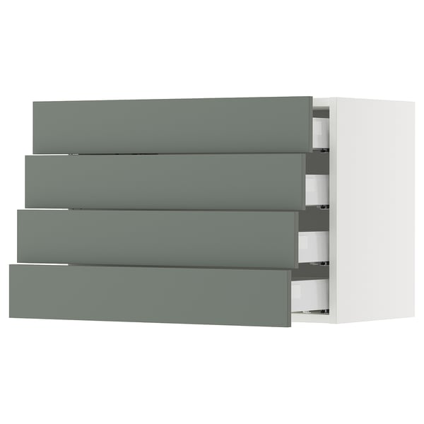 SEKTION / MAXIMERA Wall cabinet with 4 drawers, white/Nickebo matte grey-green, 30x15x20 "