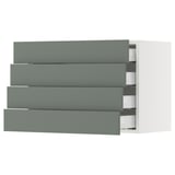 SEKTION / MAXIMERA Wall cabinet with 4 drawers, white/Nickebo matte grey-green, 30x15x20 "
