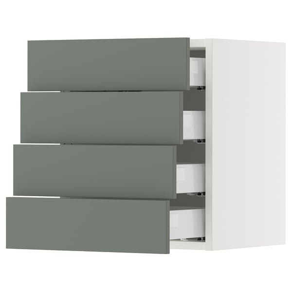 SEKTION / MAXIMERA Wall cabinet with 4 drawers, white/Nickebo matte grey-green, 18x15x20 "