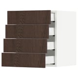 SEKTION / MAXIMERA Wall cabinet with 4 drawers, white/Sinarp brown, 18x15x20 "