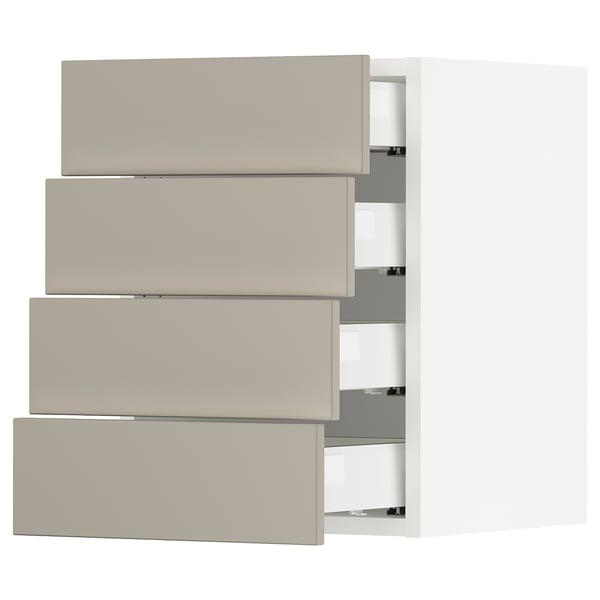 SEKTION / MAXIMERA Wall cabinet with 4 drawers, white/Stensund beige, 15x15x20 "