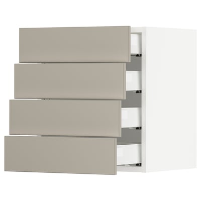 SEKTION / MAXIMERA Wall cabinet with 4 drawers, white/Stensund beige, 18x15x20 "