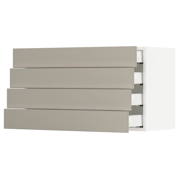SEKTION / MAXIMERA Wall cabinet with 4 drawers, white/Stensund beige, 36x15x20 "