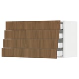 SEKTION / MAXIMERA Wall cabinet with 4 drawers, white/Tistorp brown walnut effect, 36x15x20 "