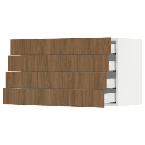 Modern walnut ikea SEKTION kitchen cabinet with 3 drawers, sleek design.