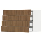 SEKTION / MAXIMERA Wall cabinet with 4 drawers, white/Tistorp brown walnut effect, 30x15x20 "