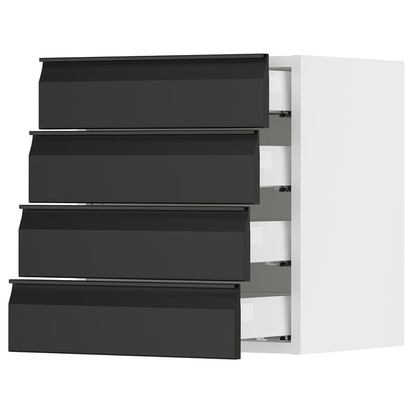 SEKTION / MAXIMERA Wall cabinet with 4 drawers, white/Upplöv matte anthracite, 18x15x20 "