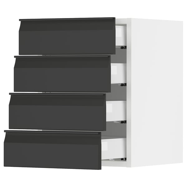 SEKTION / MAXIMERA Wall cabinet with 4 drawers, white/Upplöv matte anthracite, 15x15x20 "