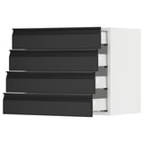 SEKTION / MAXIMERA Wall cabinet with 4 drawers, white/Upplöv matte anthracite, 24x15x20 "