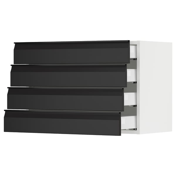 SEKTION / MAXIMERA Wall cabinet with 4 drawers, white/Upplöv matte anthracite, 30x15x20 "