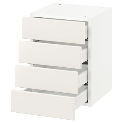White SEKTION kitchen drawer set, modern, four drawers, smooth finish.