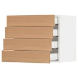 SEKTION / MAXIMERA Wall cabinet with 4 drawers, white/Vedhamn oak, 24x15x20 "