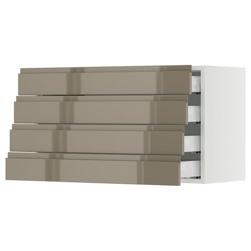 A high gloss dark grey-brown kitchen unit from IKEAs SEKTION series with sleek, handle-less design.