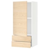 SEKTION / MAXIMERA Wall cabinet with door/2 drawers, white/Askersund light ash effect, 18x15x40 "