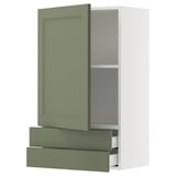 SEKTION / MAXIMERA Wall cabinet with door/2 drawers, white/Axstad gray-green, 24x15x40 "