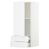 SEKTION / MAXIMERA Wall cabinet with door/2 drawers, white/Axstad matte white, 18x15x40 "