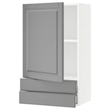 SEKTION / MAXIMERA Wall cabinet with door/2 drawers, white/Bodbyn gray, 24x15x40 "